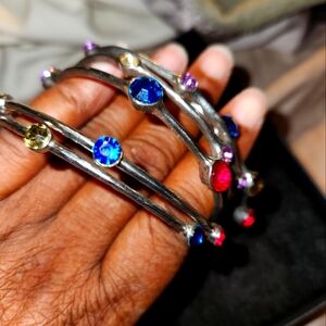 6 piece bangle set fashion bracelets with multicolored stones